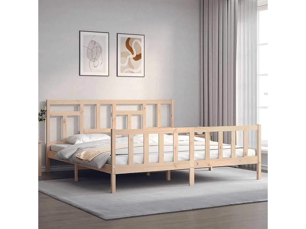 Cadre de lit sans matelas 200x200 cm bois massif de pin