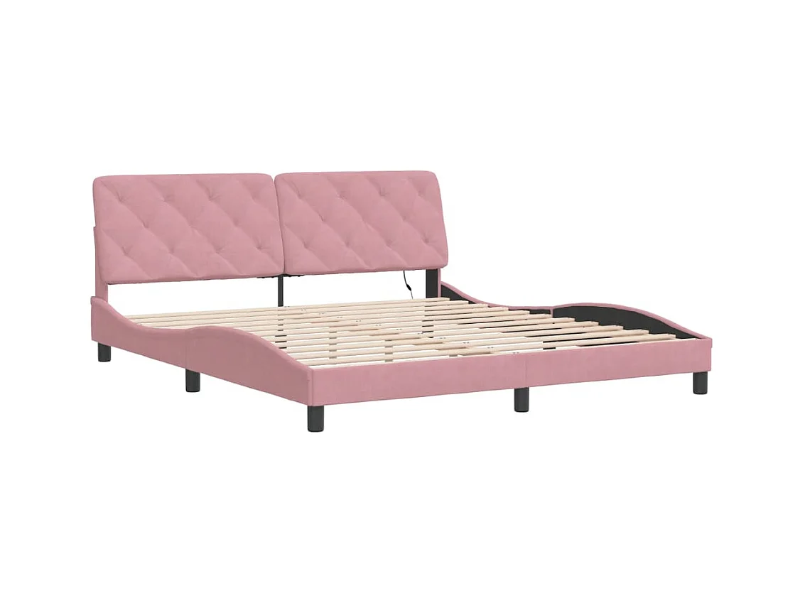 Bettgestell mit LED ohne Matratze rosa 180x200 cm Samt