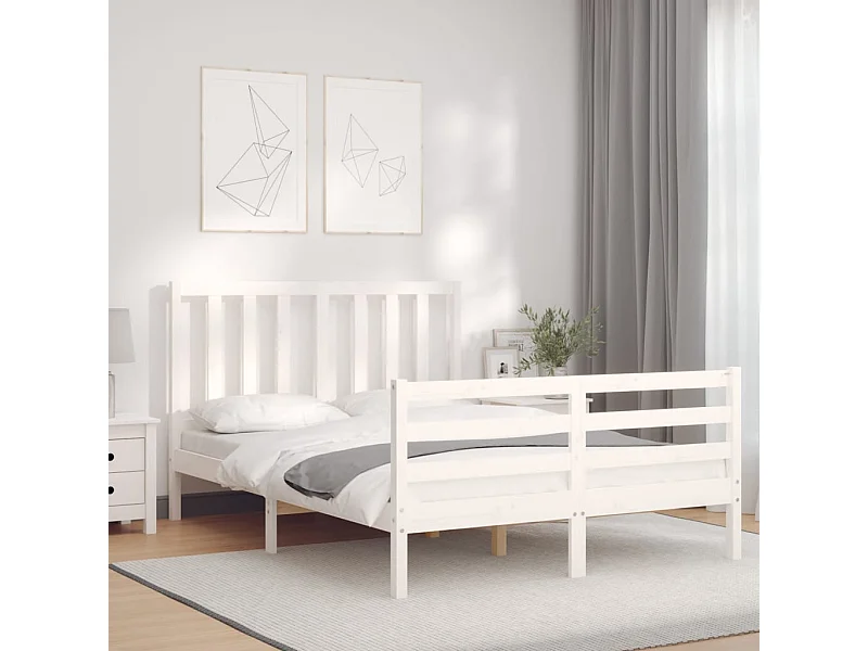 Struttura letto senza materasso bianco 140x190 cm in legno massello di pino