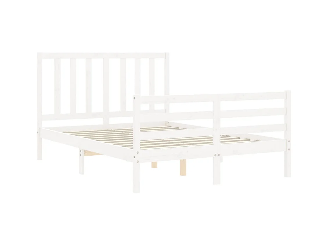 Struttura letto senza materasso bianco 140x190 cm in legno massello di pino