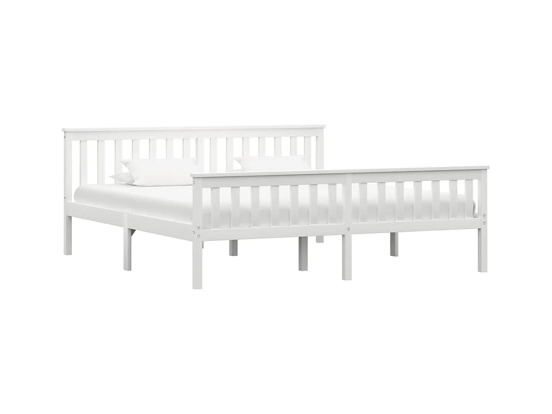 Cadre de lit sans matelas blanc bois massif de pin 180x200 cm