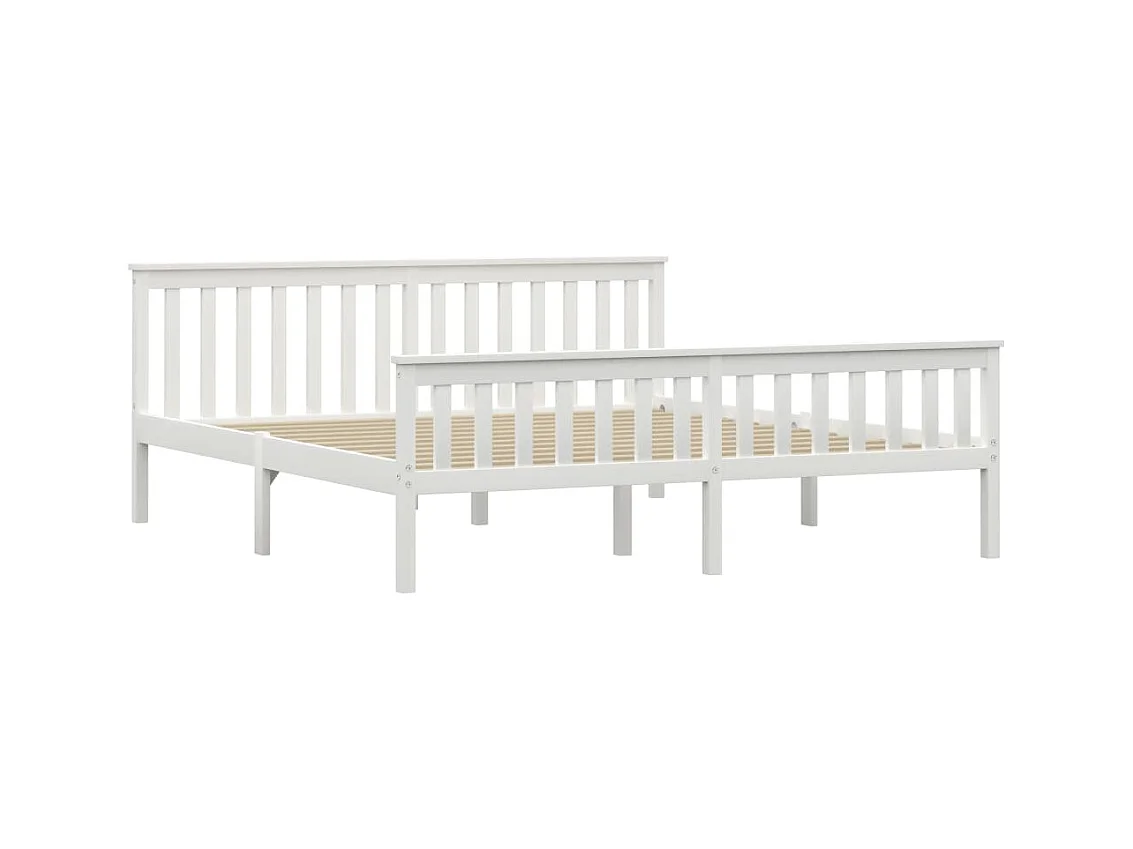 Cadre de lit sans matelas blanc bois massif de pin 180x200 cm