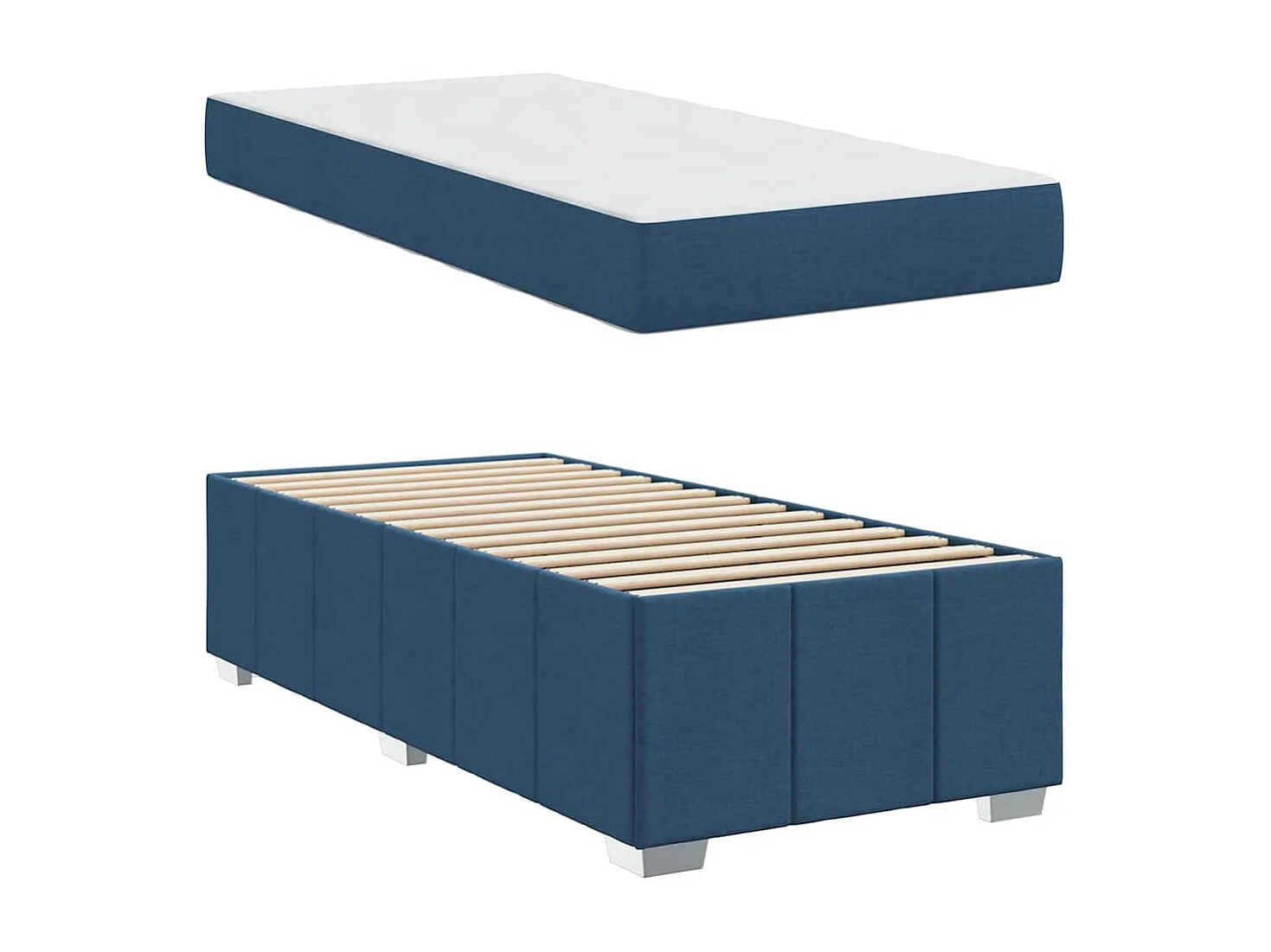 Bedframe met matras Blauwe stof 90 x 200 cm