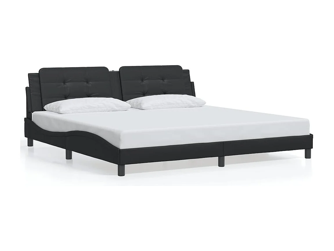 Cadre de lit sans matelas noir 200x200 cm similicuir