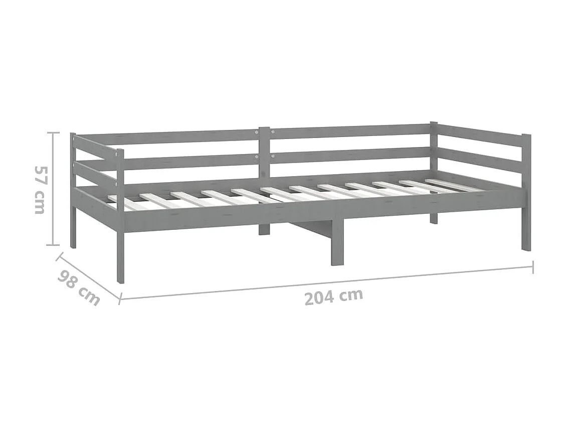 Lit de repos avec matelas 90x200 cm Gris Bois de pin massif
