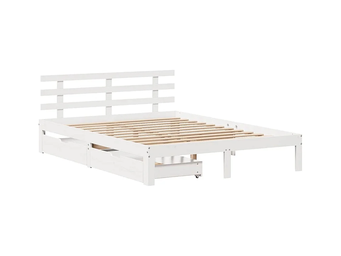 Bedframe met lades zonder matras wit 150x200 cm