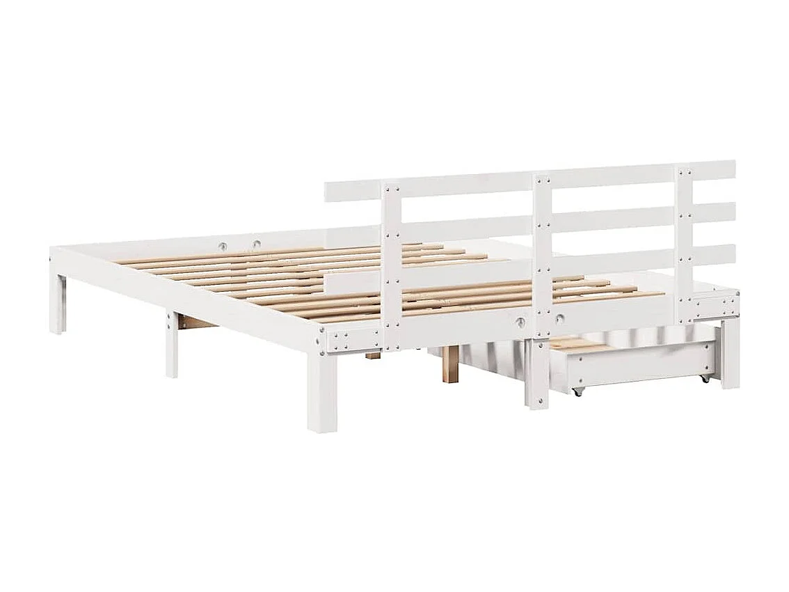 Struttura letto con cassetti senza materasso bianco 150x200 cm