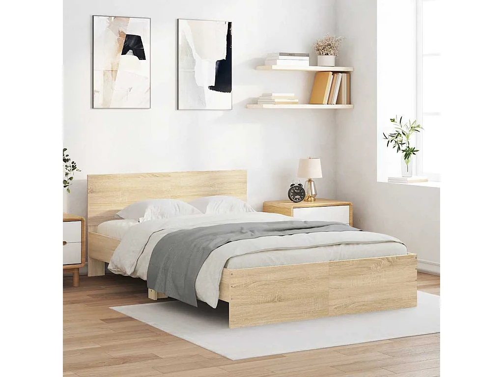 Cadre de lit sans matelas chêne sonoma 135x190 cm