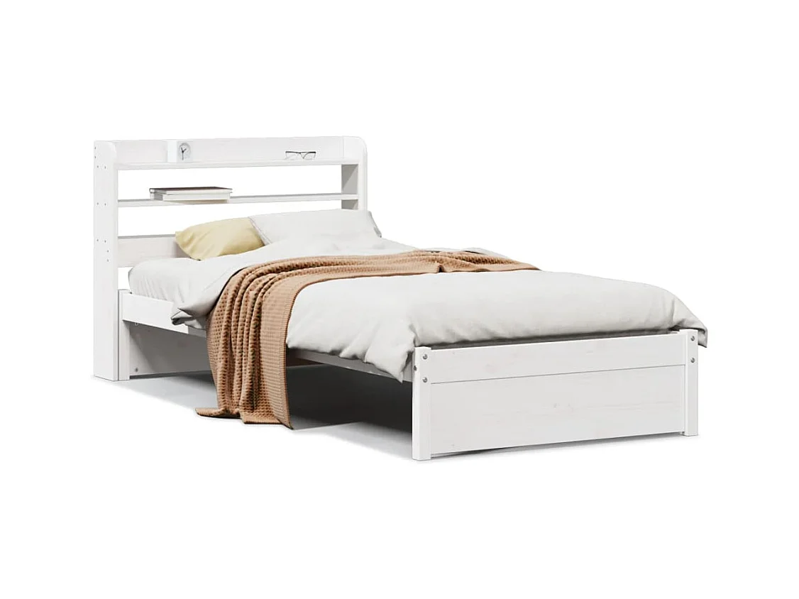 Struttura letto con testiera senza materasso bianco 100x200 cm