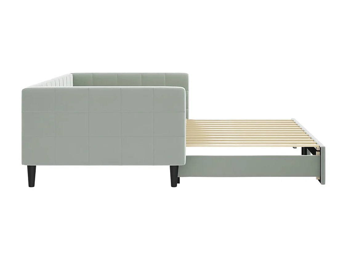 Lit de jour avec gigogne sans matelas gris clair 100x200 cm