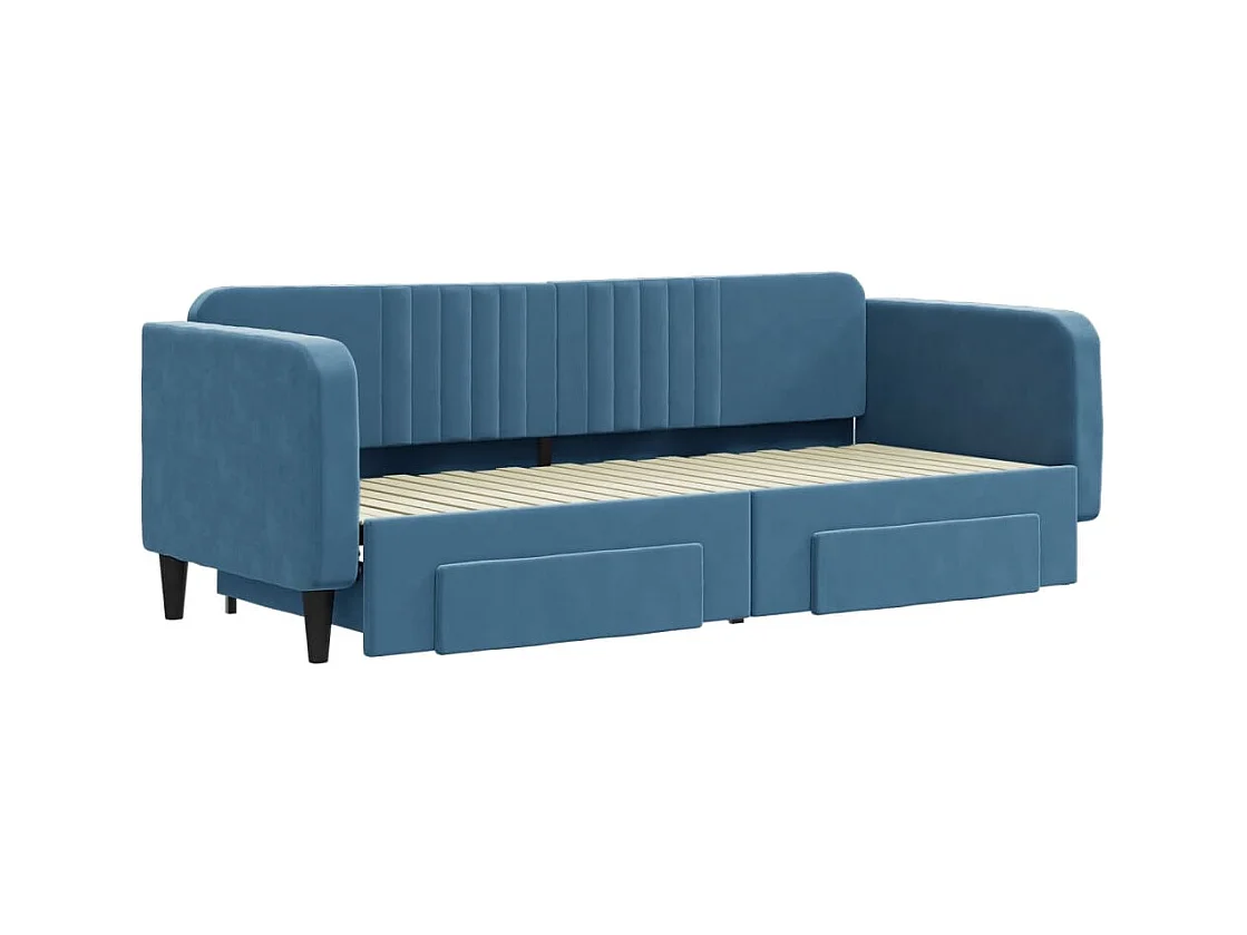 Dagbed met onderschuifbed en lades zonder matras blauw 80x200 cm
