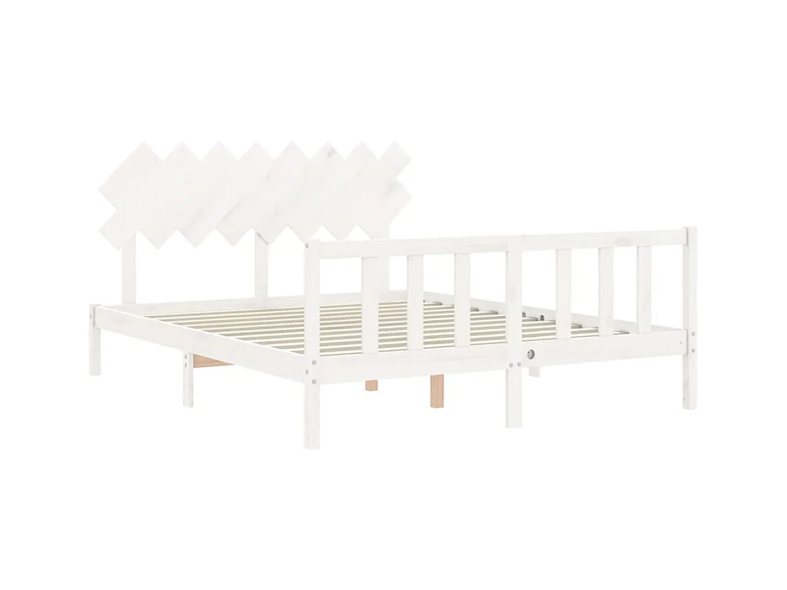 Struttura letto senza materasso bianco 160x200 cm in legno massello di pino