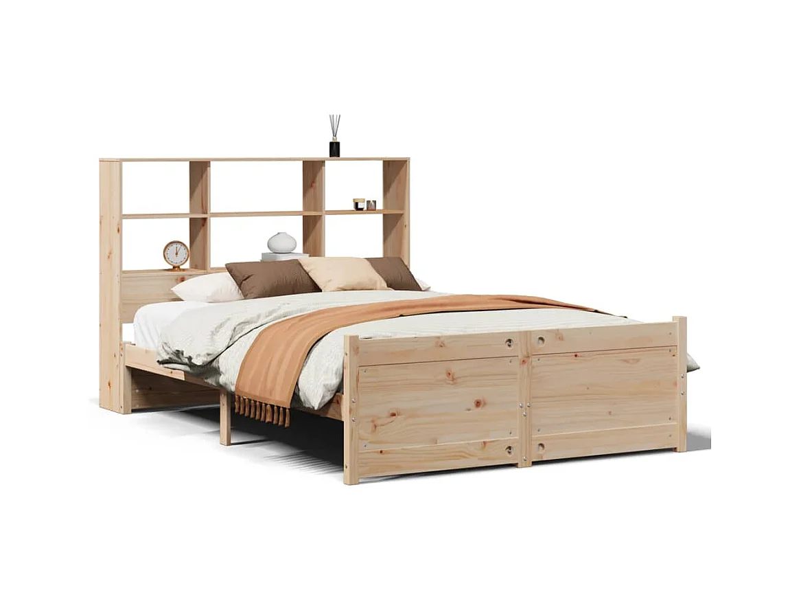 Letto a libreria senza materasso 140x200 cm in legno massello di pino