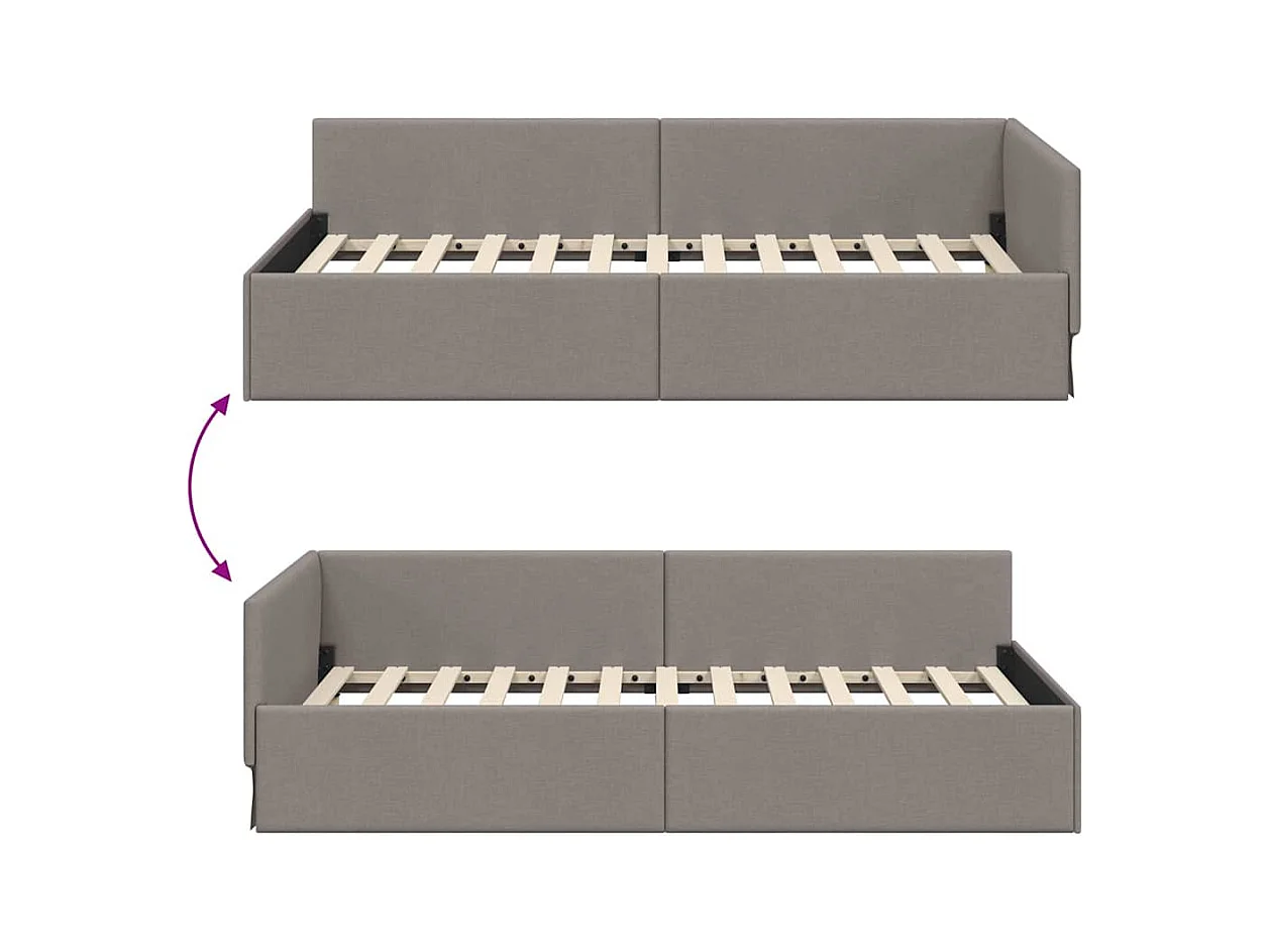 Struttura letto angolare con testiera Taupe 90 x 200 cm