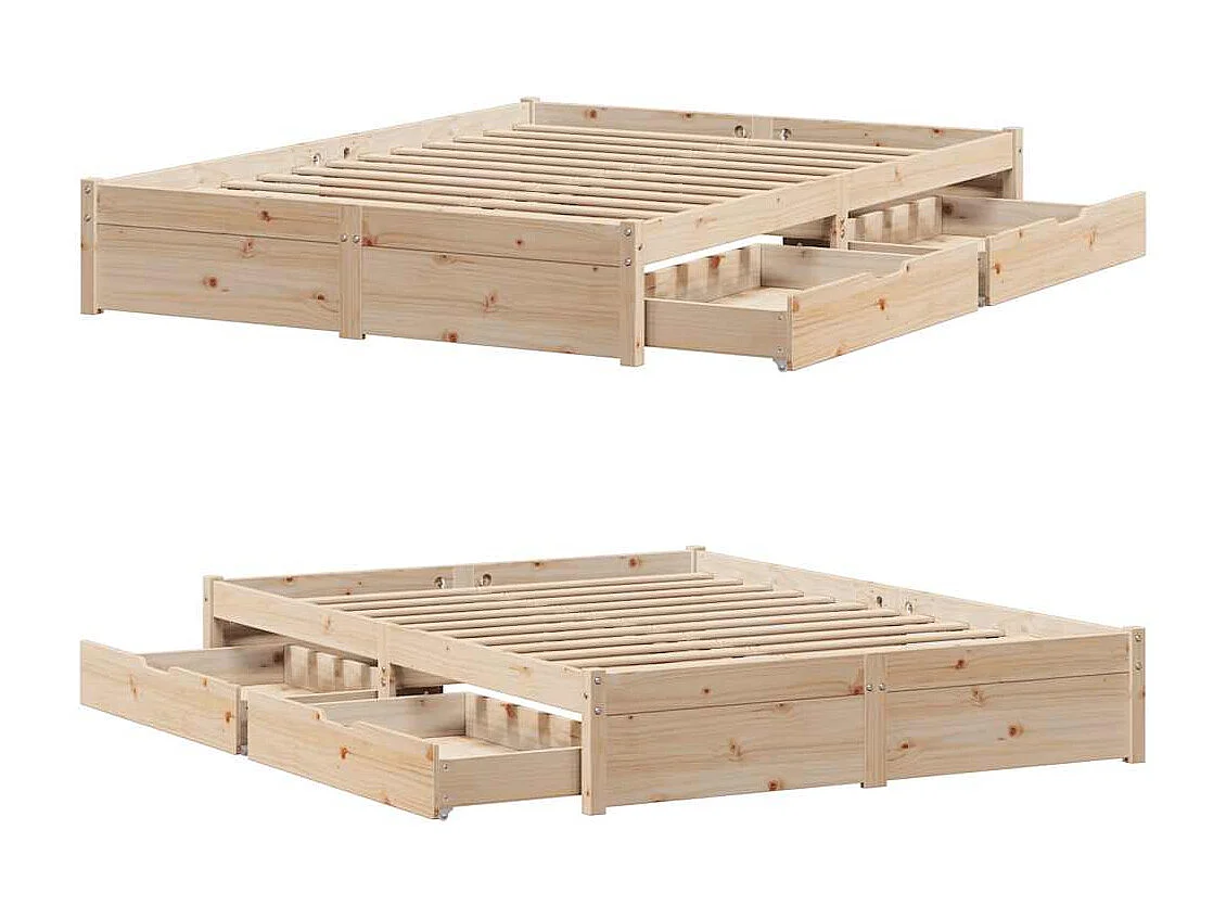 Struttura letto senza materasso 120x200 cm in legno massello di pino