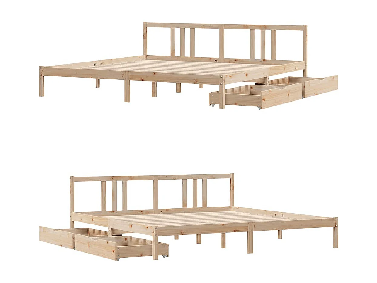 Cadre de lit sans matelas 180x200 cm bois massif de pin