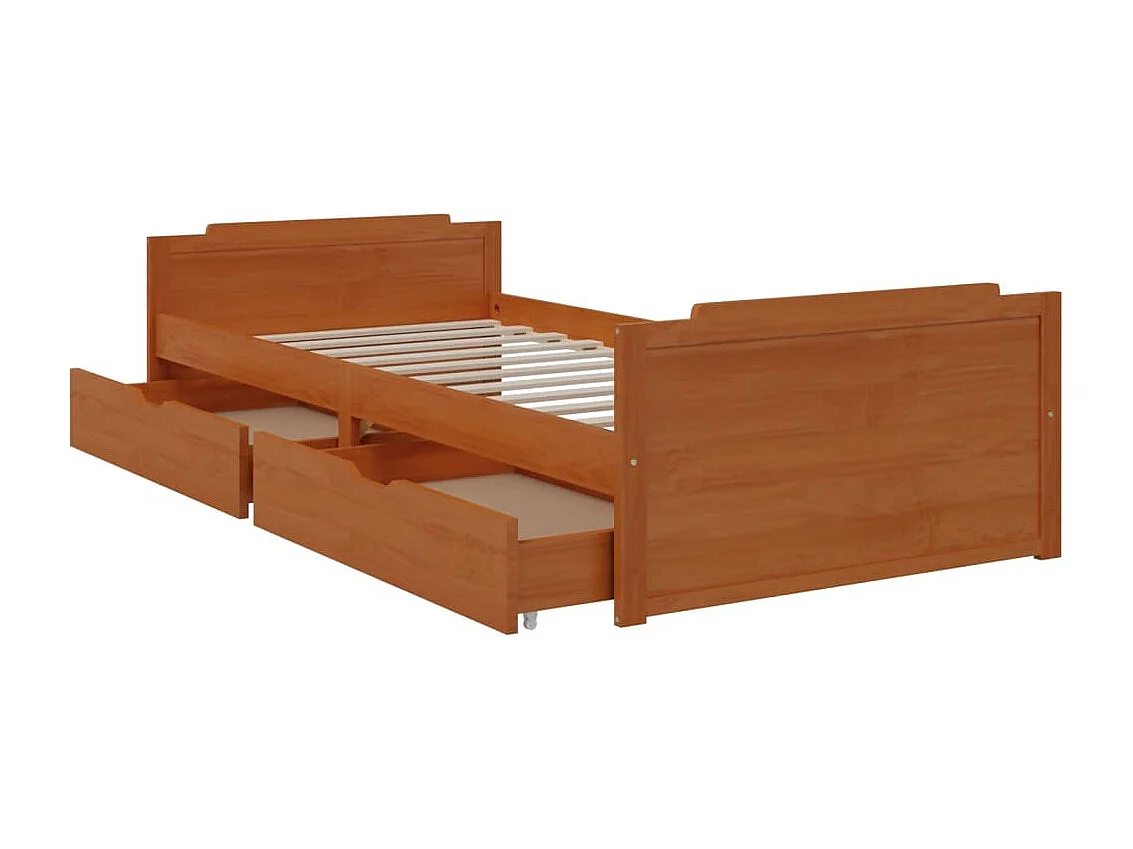Estructura de cama sin colchón Marrón miel Madera maciza de pino 90x200 cm