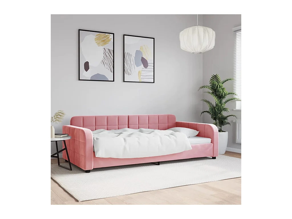 Roze slaapbank 100x200 cm fluweel