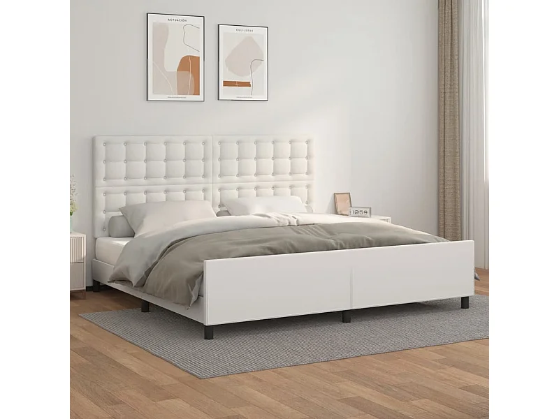 Cadre de lit sans matelas blanc 200x200 cm similicuir