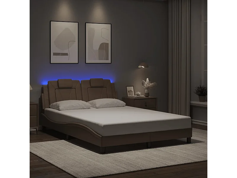 Estructura de cama con LED sin colchón capuchino 120x200 cm