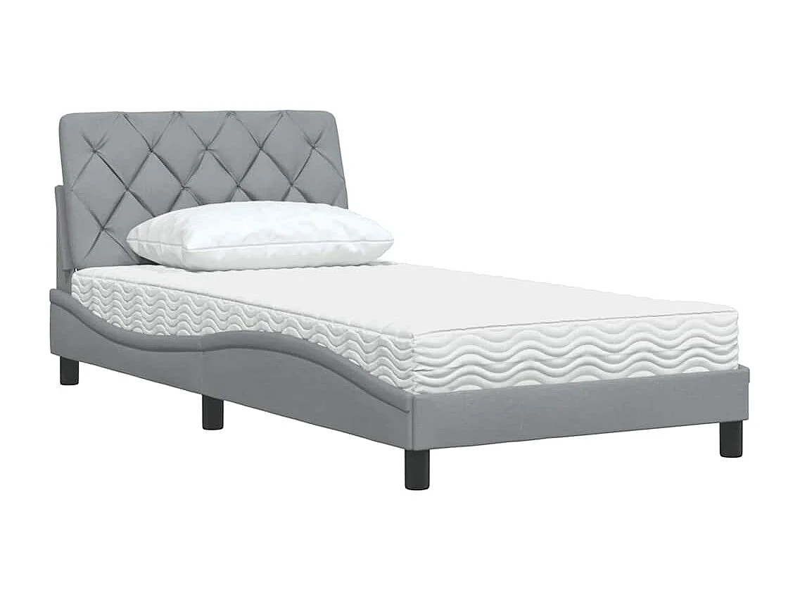 Letto con materasso grigio chiaro tessuto 100x200 cm
