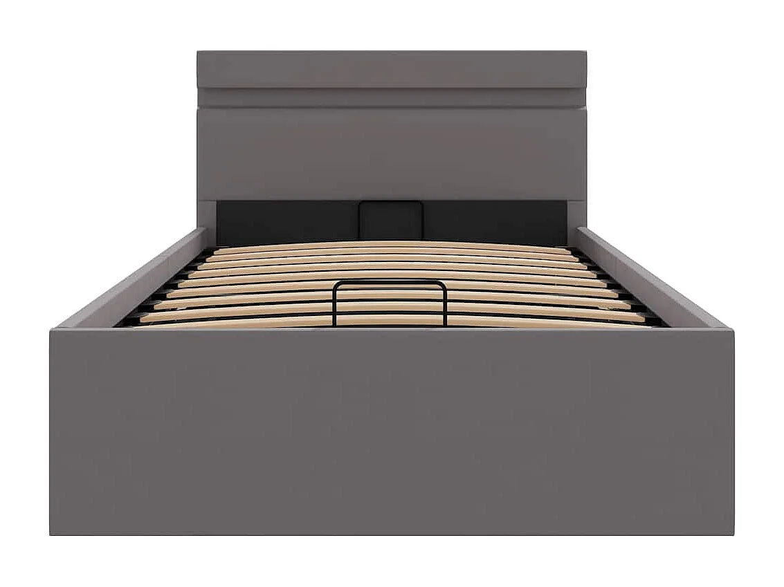 Letto contenitore in similpelle grigia con LED 90x200 cm