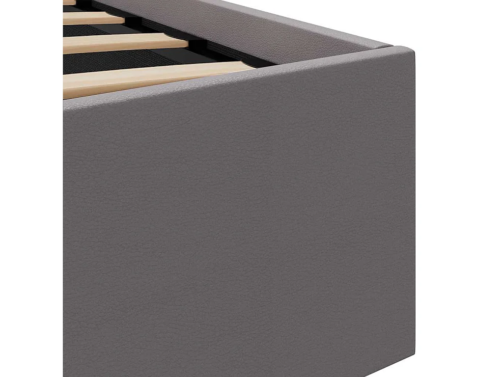 Letto contenitore in similpelle grigia con LED 90x200 cm
