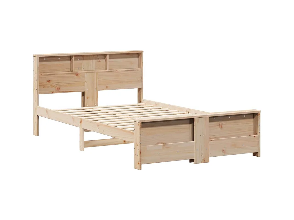 Estructura de cama marrón 140 x 190 cm madera maciza de pino