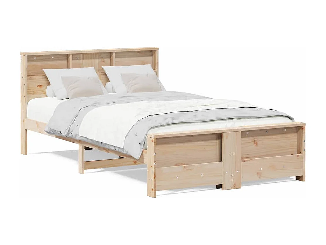 Struttura letto marrone 140 x 190 cm in legno massello di pino