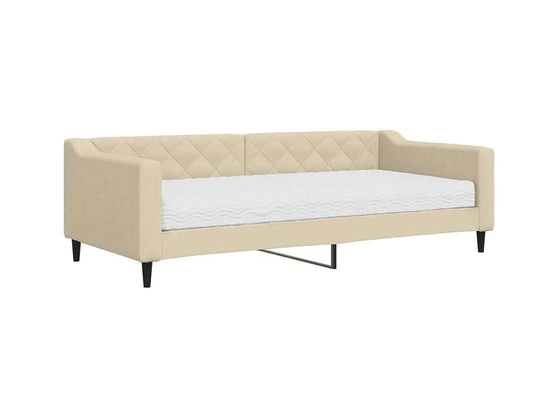 Dagbed met crèmekleurige matras 90x200 cm stof