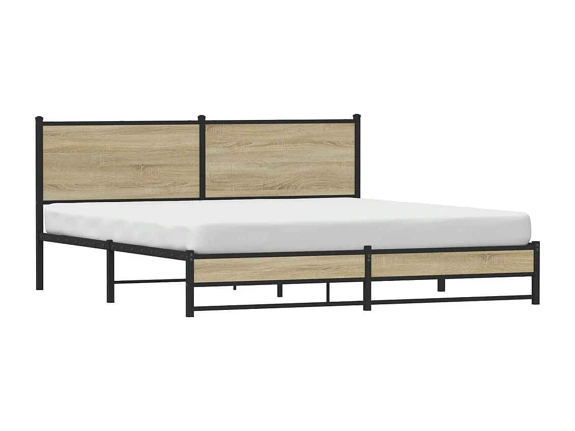 Estructura de cama de metal sin colchón roble Sonoma 180x200 cm