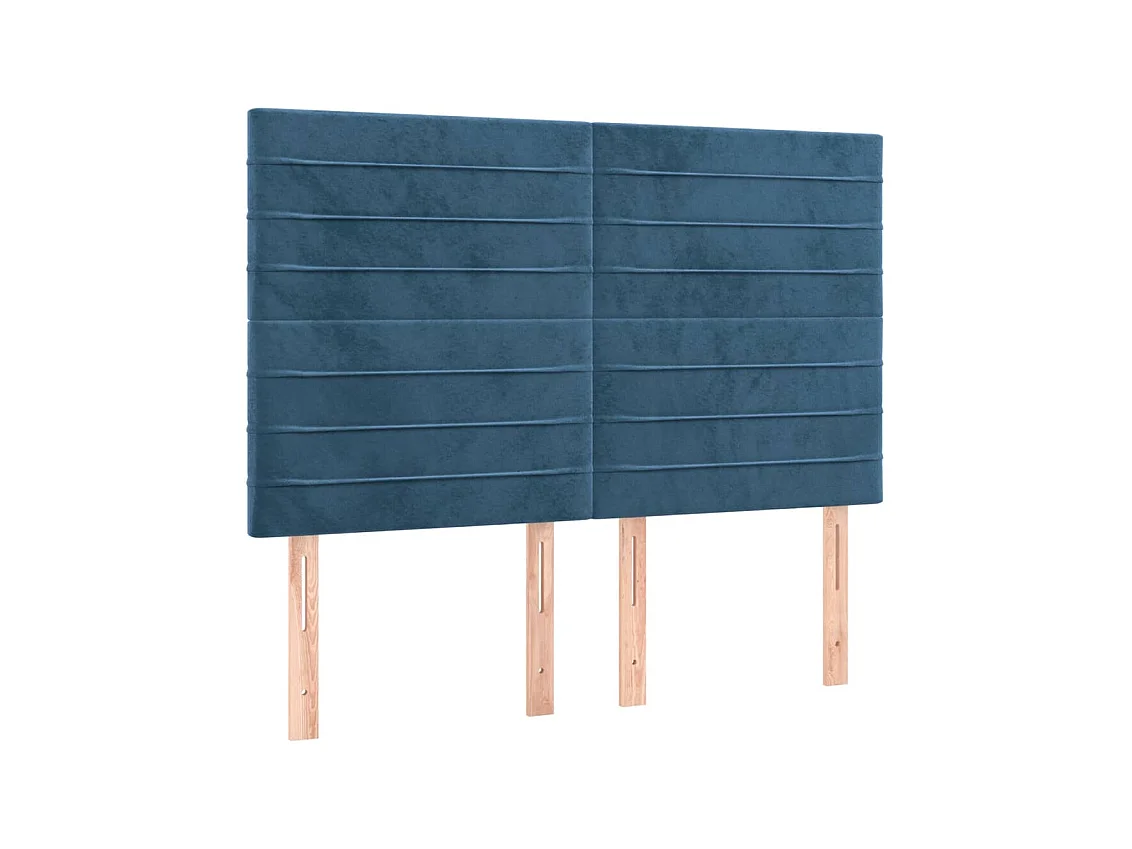 Cadre de lit sans matelas bleu foncé 140x190 cm velours