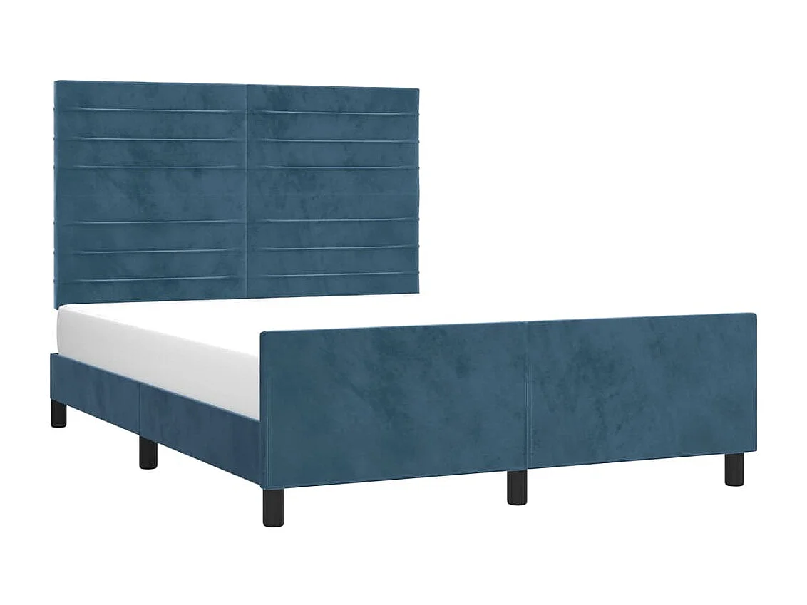 Cadre de lit sans matelas bleu foncé 140x190 cm velours