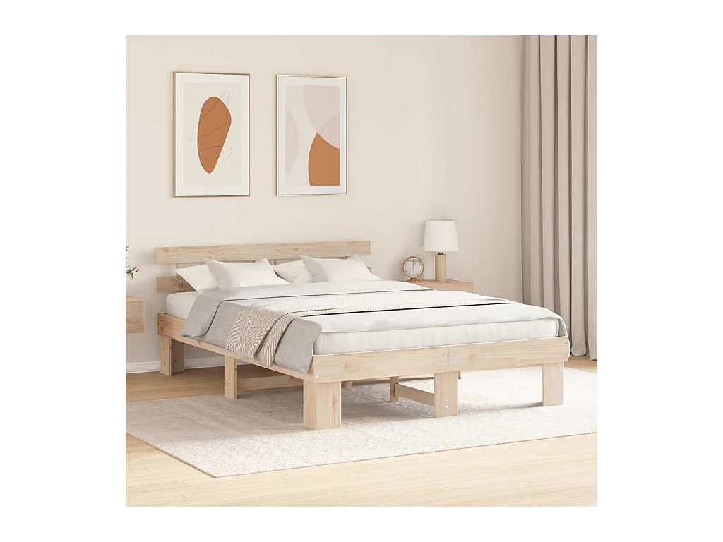 Bedframe met hoofdbord Bruin 160 x 200 cm