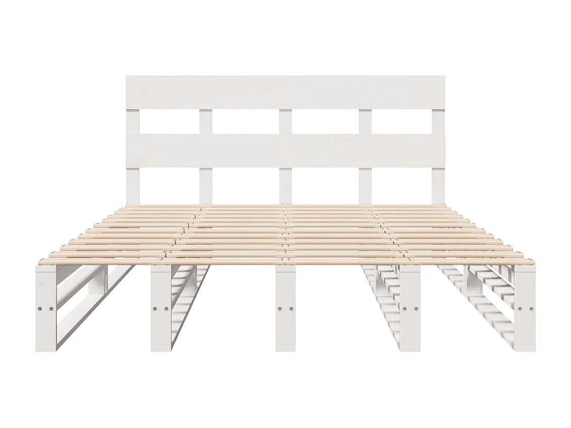 Estructura de cama sin colchón blanca 120x200 cm madera maciza de pino