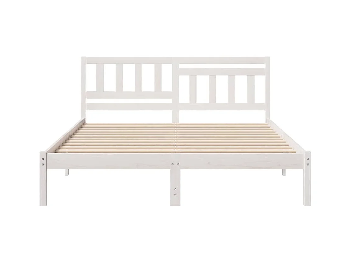 Wit bedframe 140 x 200 cm Massief grenenhout
