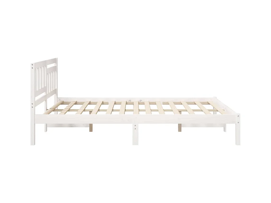 Wit bedframe 140 x 200 cm Massief grenenhout