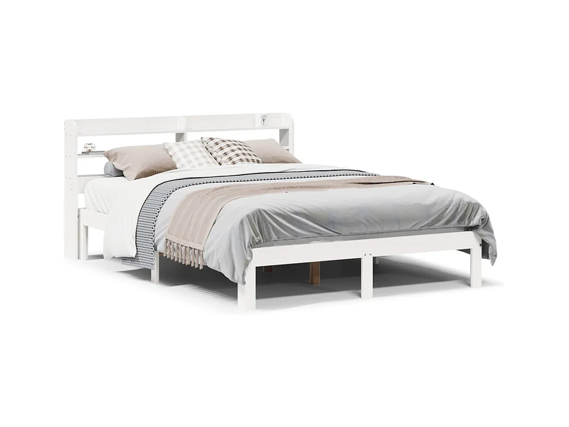 Bedframe met hoofdbord zonder matras wit 140x190 cm