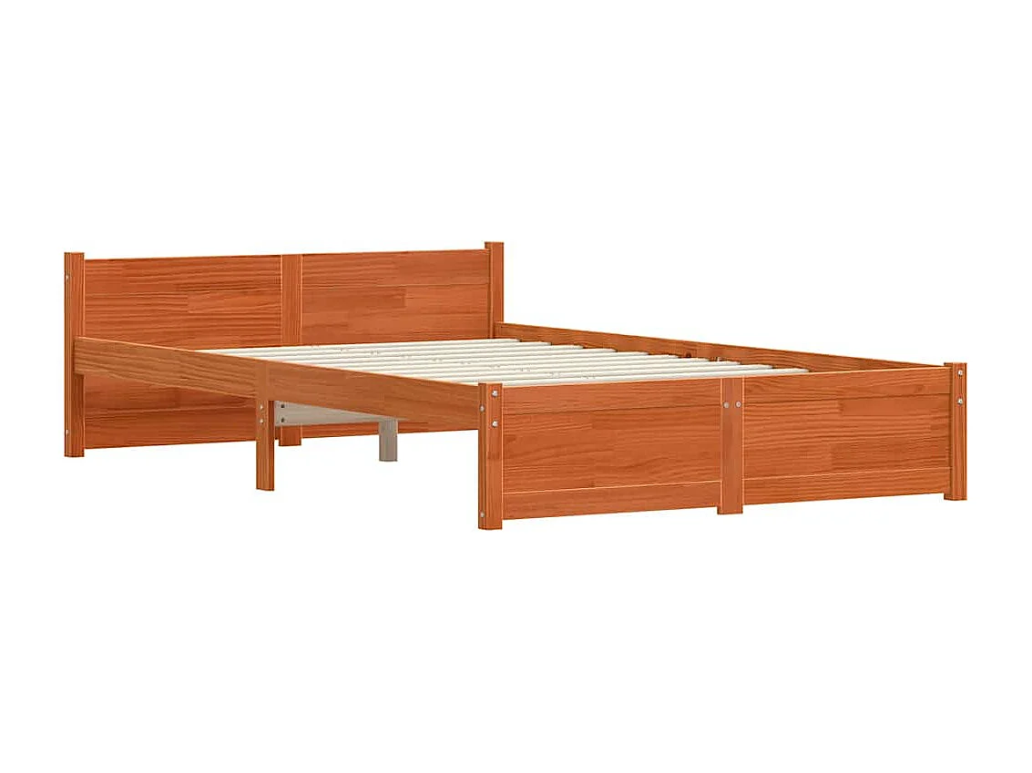 Struttura letto cerata marrone 120 x 190 cm Legno massello di pino