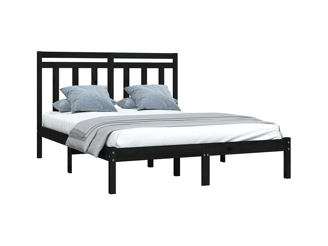 Struttura letto senza materasso nero 140x190 cm in legno massello