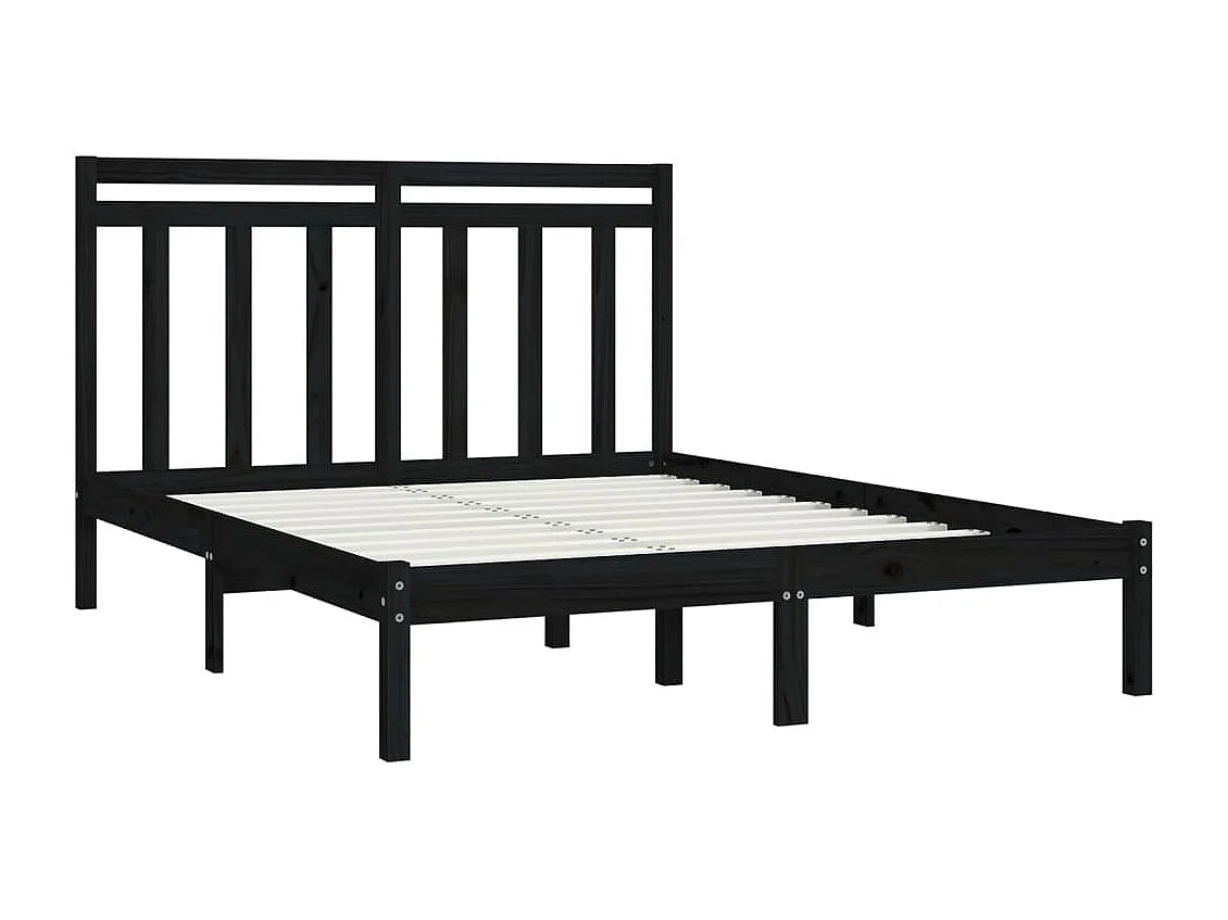 Cadre de lit sans matelas noir 140x190 cm bois massif
