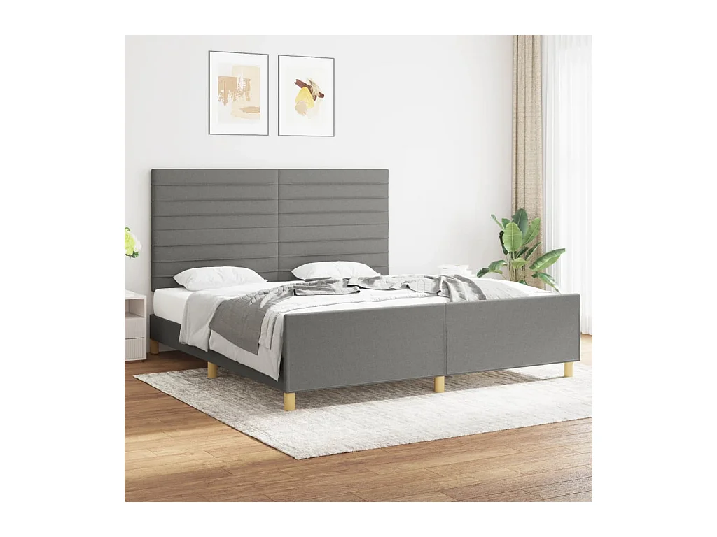 Cadre de lit sans matelas gris foncé 180x200 cm tissu