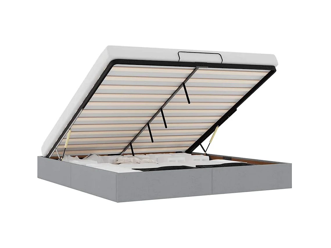 Struttura letto pouf senza materasso tessuto grigio chiaro 160x200 cm