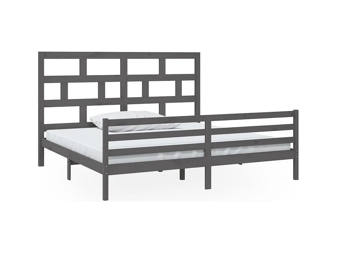 Estructura de cama sin colchón de madera maciza gris 200x200 cm