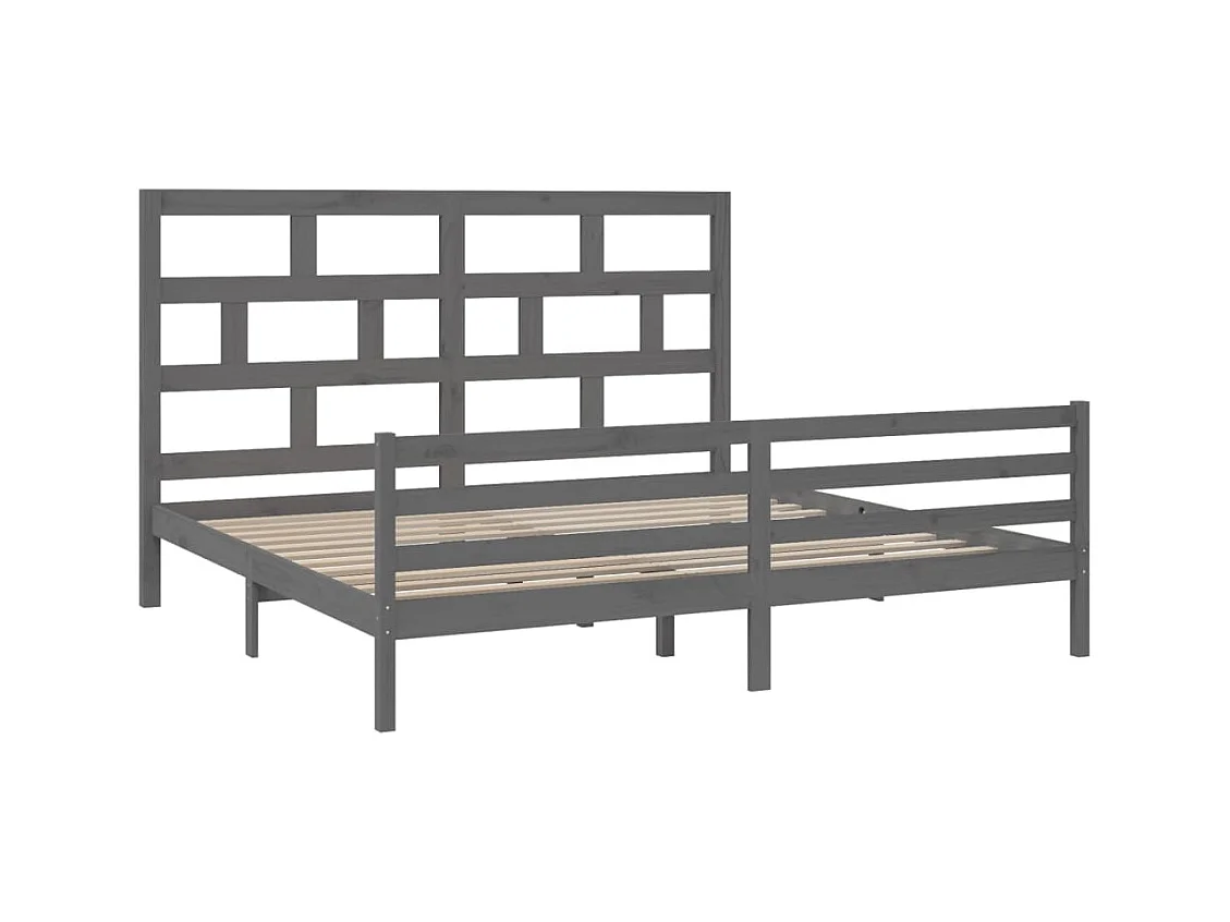 Estructura de cama sin colchón de madera maciza gris 200x200 cm