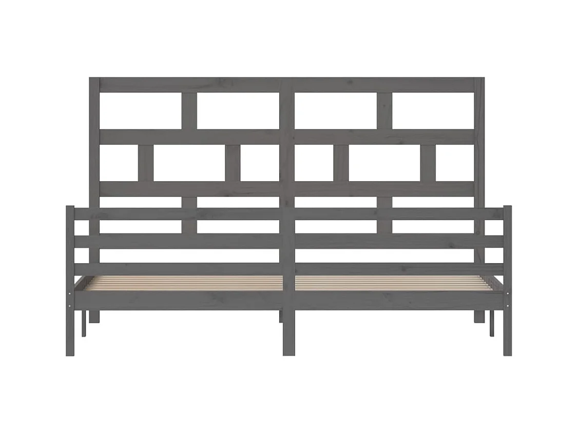 Estructura de cama sin colchón de madera maciza gris 200x200 cm
