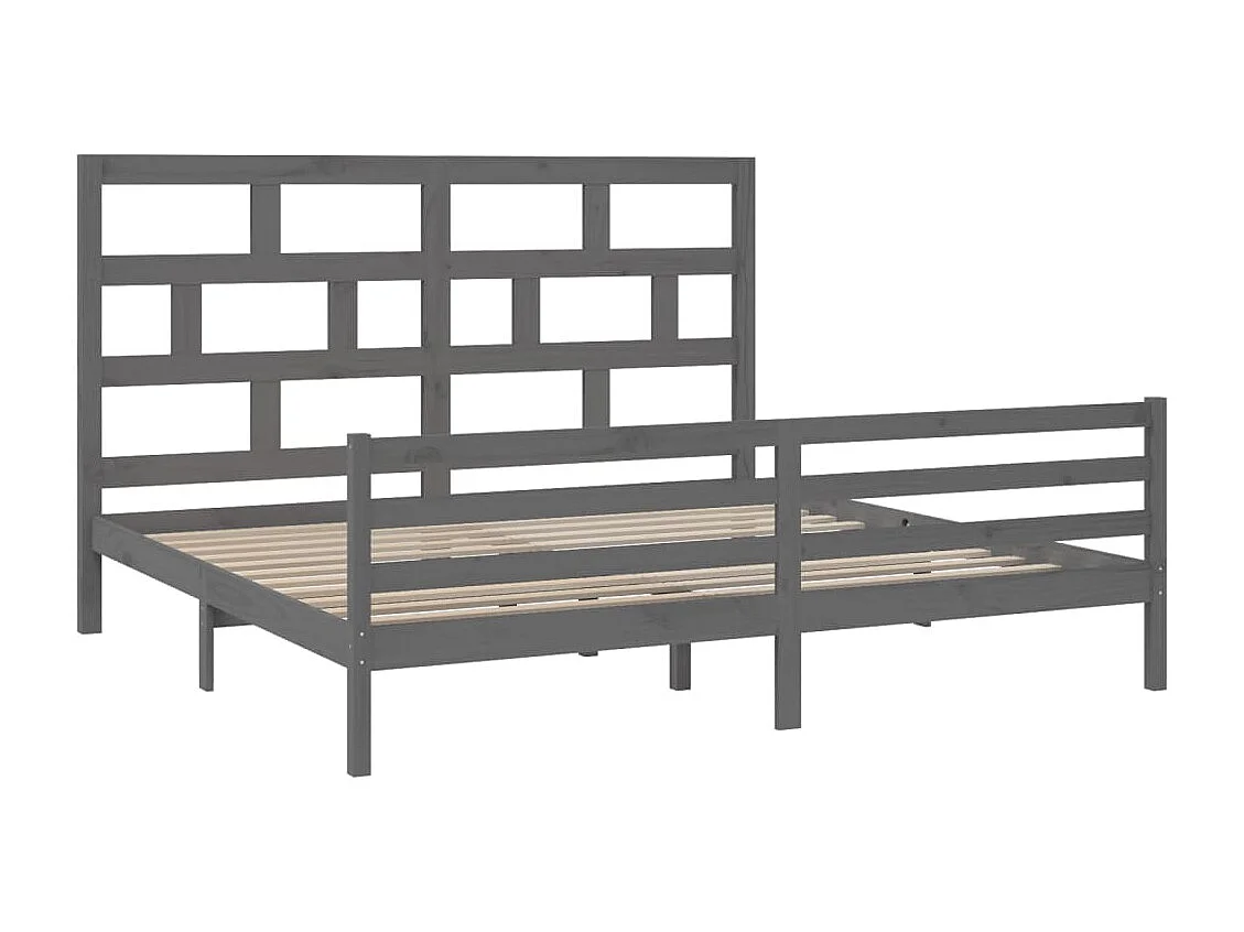 Bedframe zonder matras grijs massief hout 200x200 cm