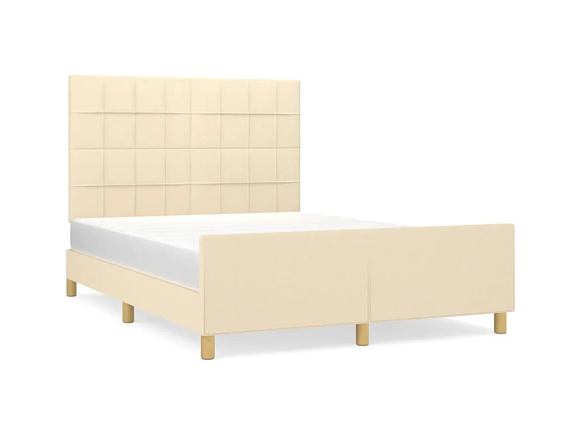 Cadre de lit sans matelas crème 140x190 cm tissu