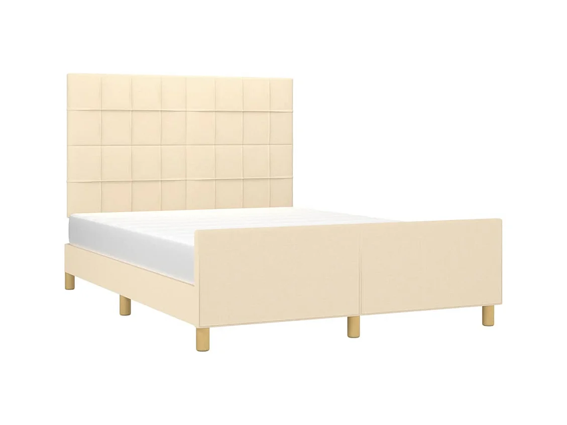 Cadre de lit sans matelas crème 140x190 cm tissu