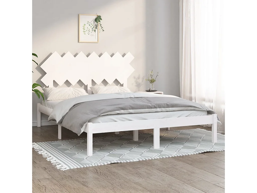 Bedframe zonder matras wit 140x200 cm massief hout